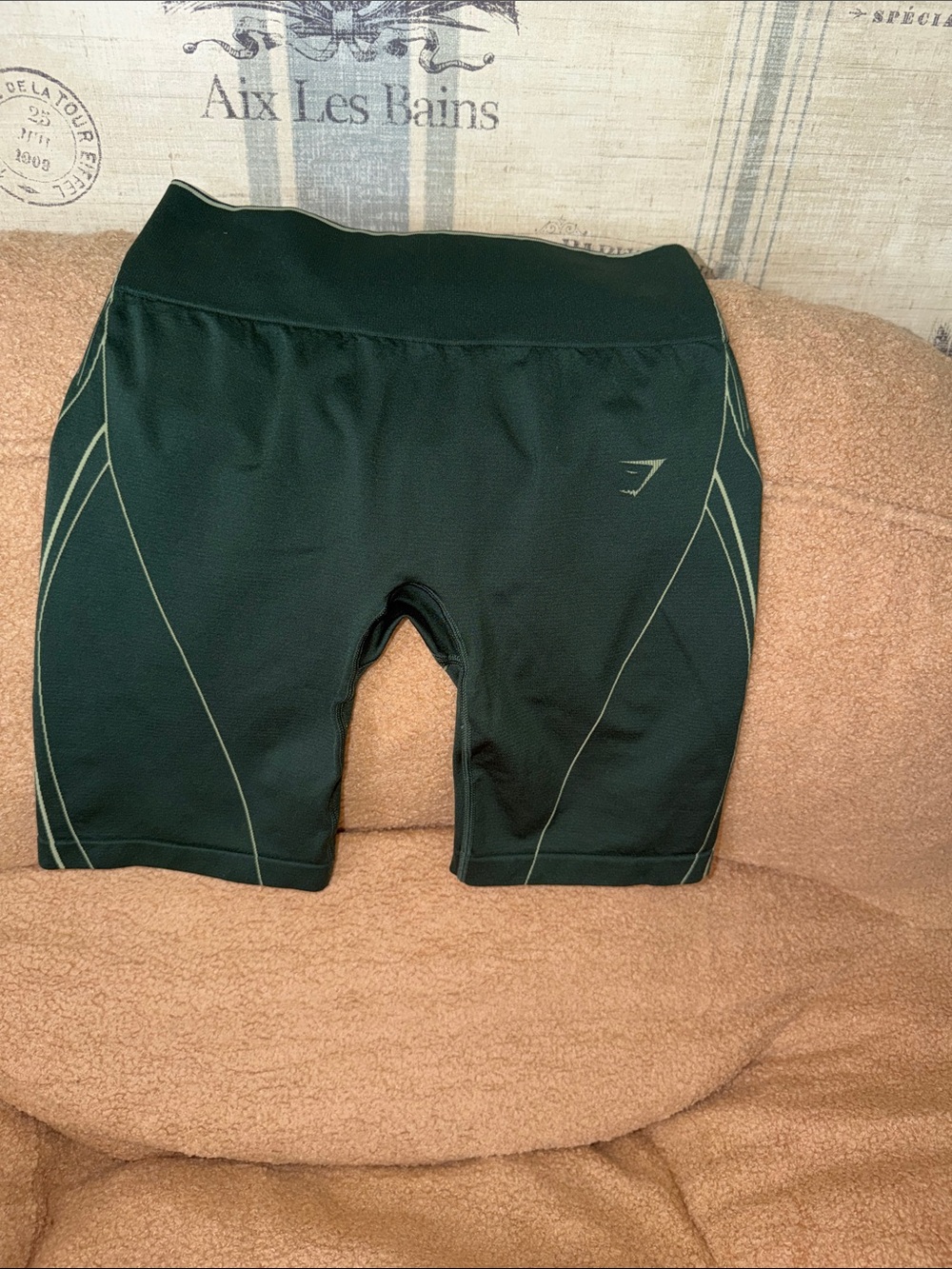 Gymshark green High-Waist Bike Shorts with Contrast Piping